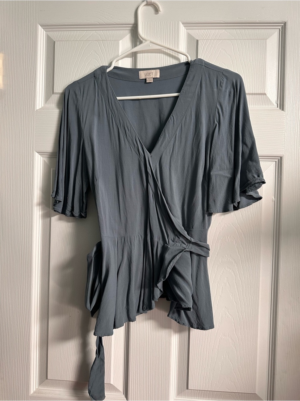 LOFT Slate Blue Wrap Blouse